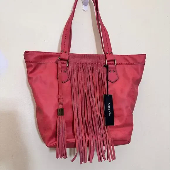 NWT Dolce Vita‎ Vegan Suede Leather Callum Tote Handbag Red Anthropologie - Picture 3 of 10